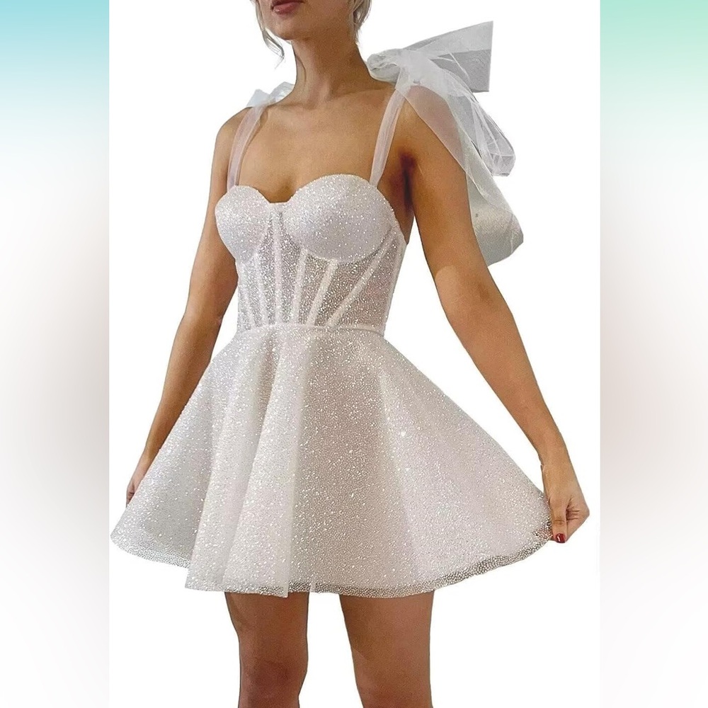White sparkly mini dress